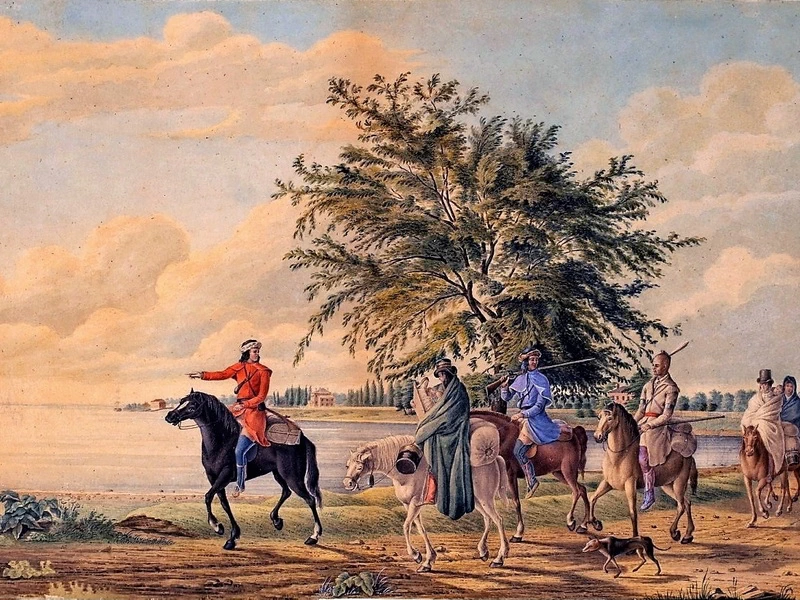 1791-William Bent Berczy - Indiani Huron lasciano la loro residenza vicino ad Amherstburg